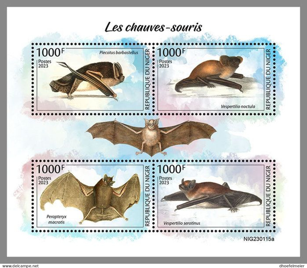 NIGER 2023 MNH Bats Fledermäuse M/S – OFFICIAL ISSUE – DHQ2413 - Bats