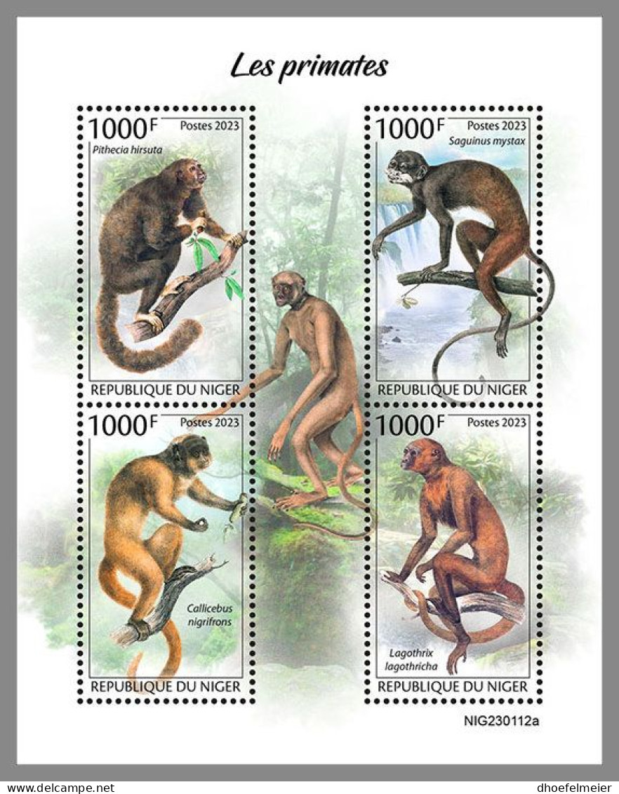NIGER 2023 MNH Primaten Monkeys Affen M/S – OFFICIAL ISSUE – DHQ2413 - Scimmie