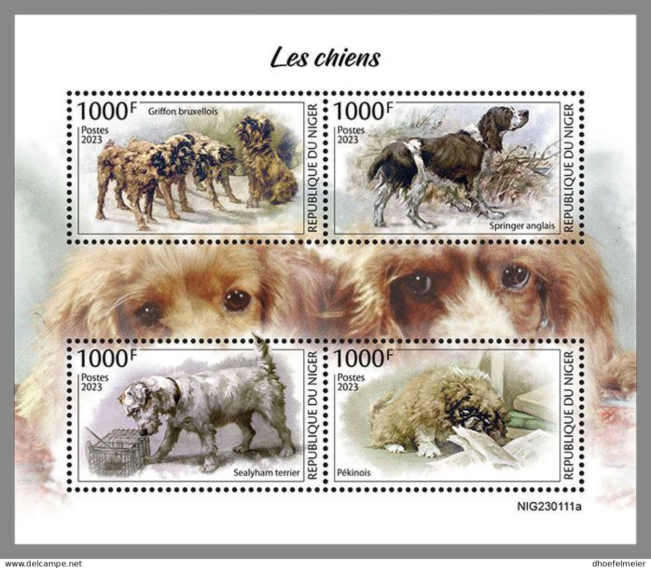 NIGER 2023 MNH Dogs Hunde M/S – OFFICIAL ISSUE – DHQ2413 - Dogs