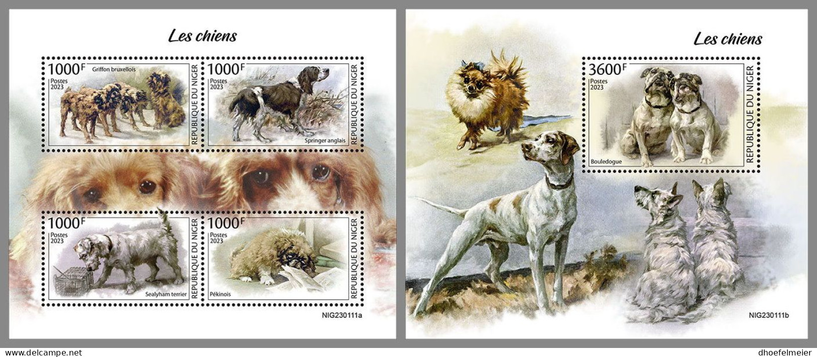 NIGER 2023 MNH Dogs Hunde M/S+S/S – OFFICIAL ISSUE – DHQ2413 - Chiens