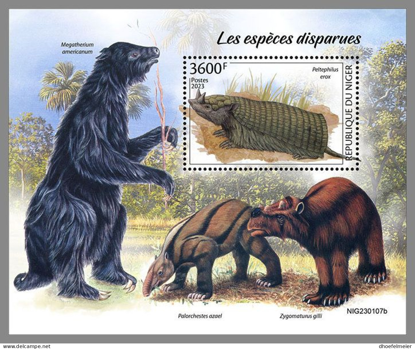NIGER 2023 MNH Extinct Species Ausgestorbene Tiere S/S – OFFICIAL ISSUE – DHQ2413 - Préhistoriques