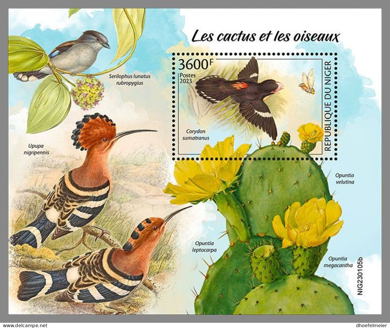 NIGER 2023 MNH Cactus & Birds Kakteen & Vögel S/S – OFFICIAL ISSUE – DHQ2413 - Sukkulenten