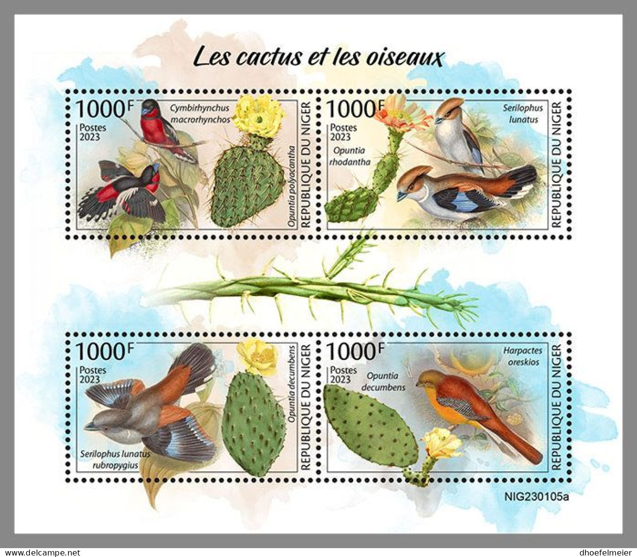 NIGER 2023 MNH Cactus & Birds Kakteen & Vögel M/S – OFFICIAL ISSUE – DHQ2413 - Cactussen