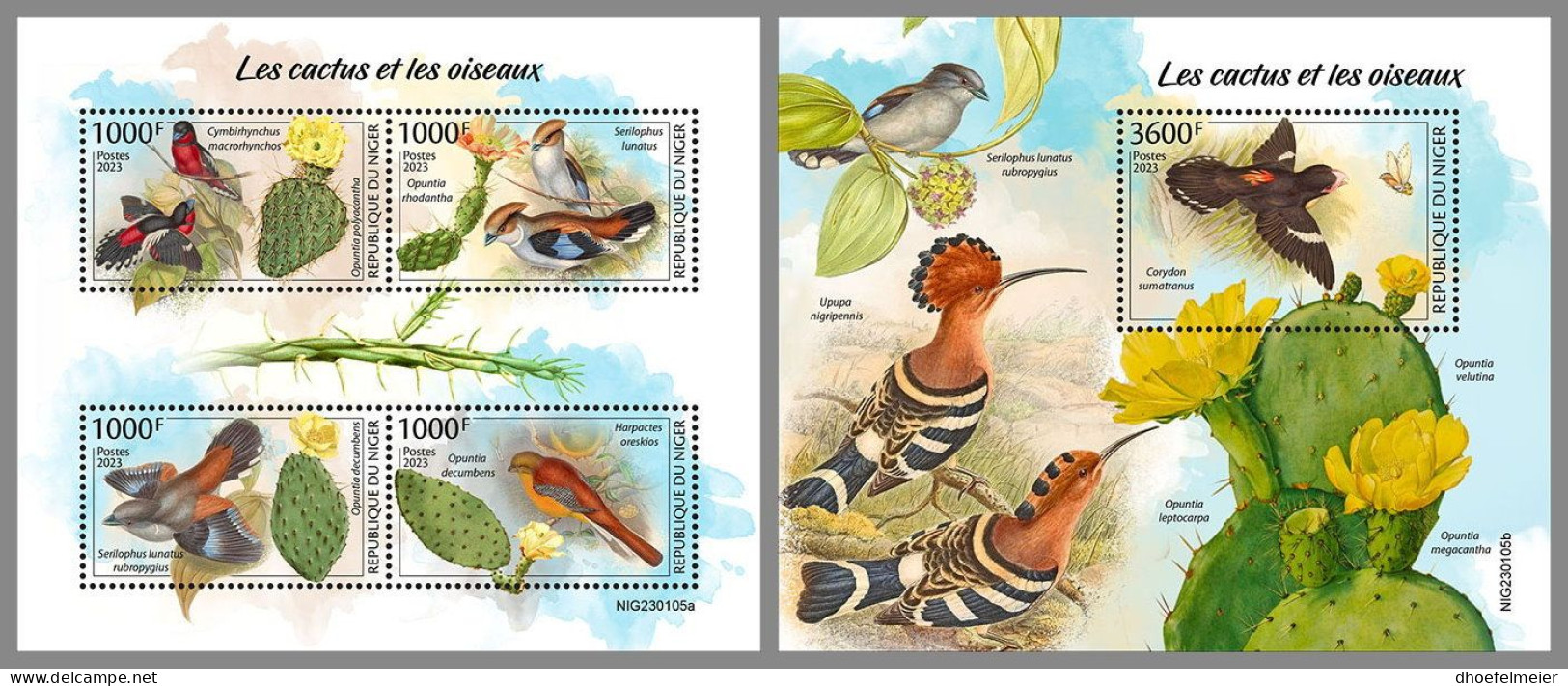 NIGER 2023 MNH Cactus & Birds Kakteen & Vögel M/S+S/S – OFFICIAL ISSUE – DHQ2413 - Sukkulenten