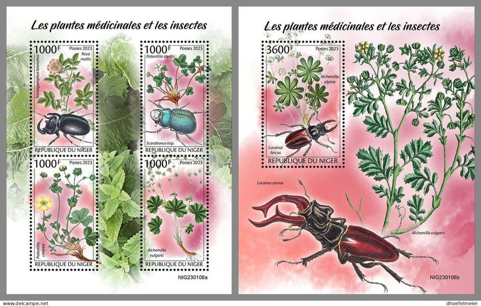 NIGER 2023 MNH Medical Plants Insects Heilpflanzen M/S+S/S – OFFICIAL ISSUE – DHQ2413 - Plantas Medicinales