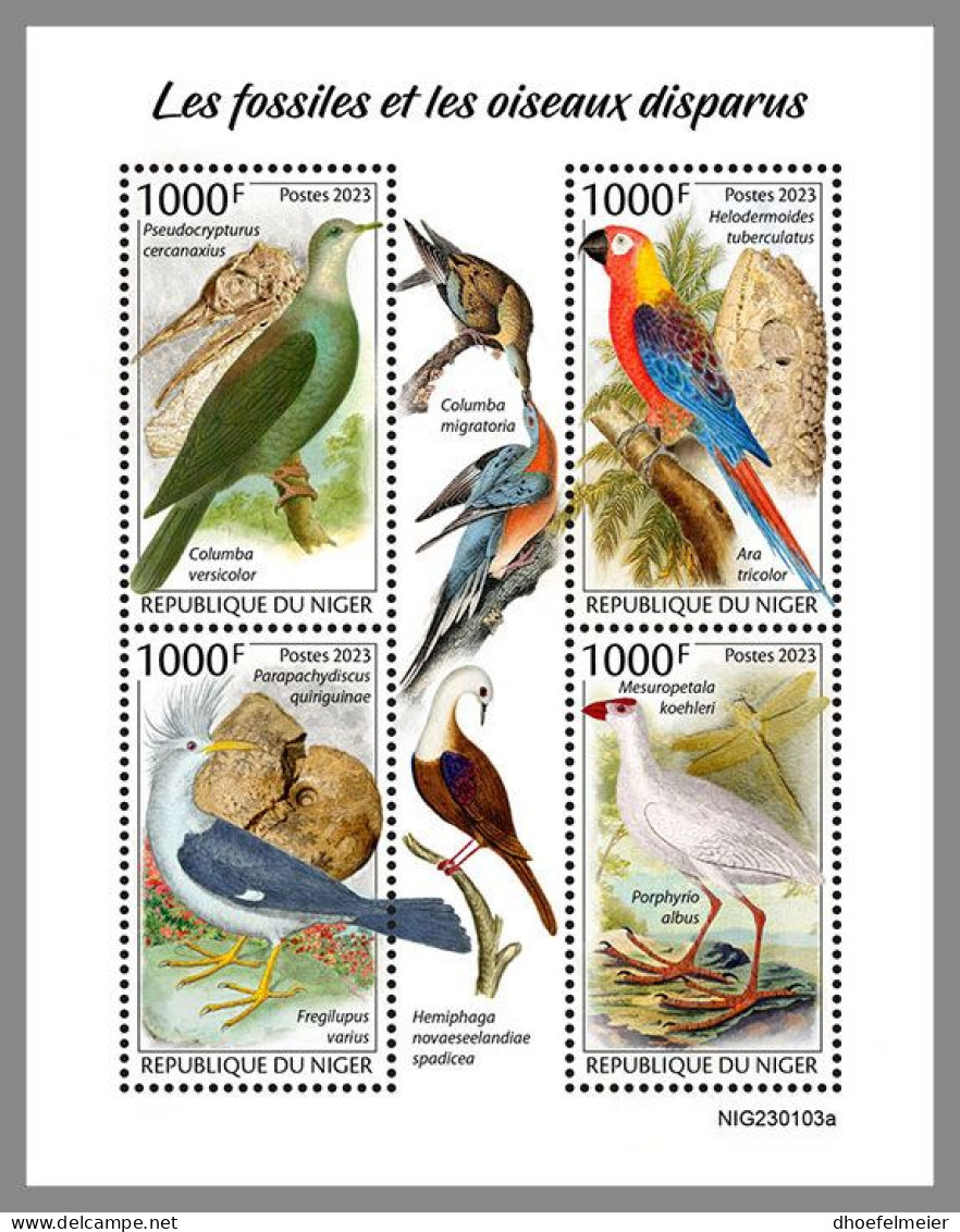 NIGER 2023 MNH Extinct Birds Fossils Ausgestorbene Vögel M/S – OFFICIAL ISSUE – DHQ2413 - Prehistóricos
