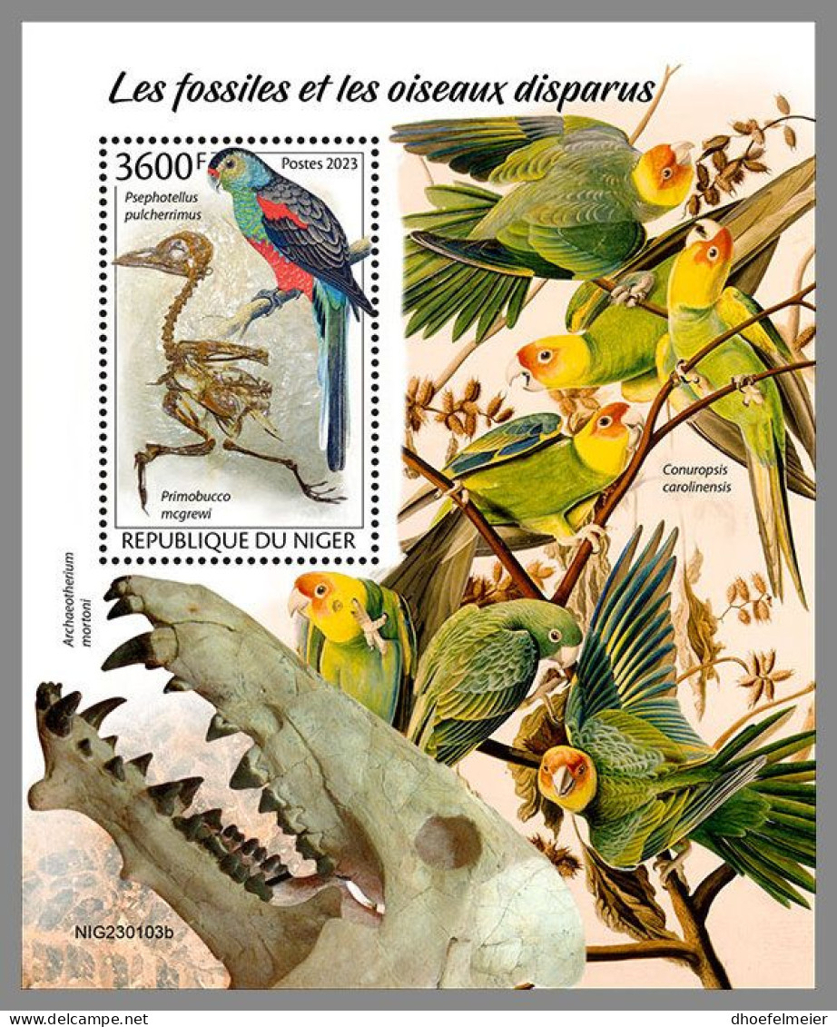 NIGER 2023 MNH Extinct Birds Fossils Ausgestorbene Vögel S/S – OFFICIAL ISSUE – DHQ2413 - Préhistoriques