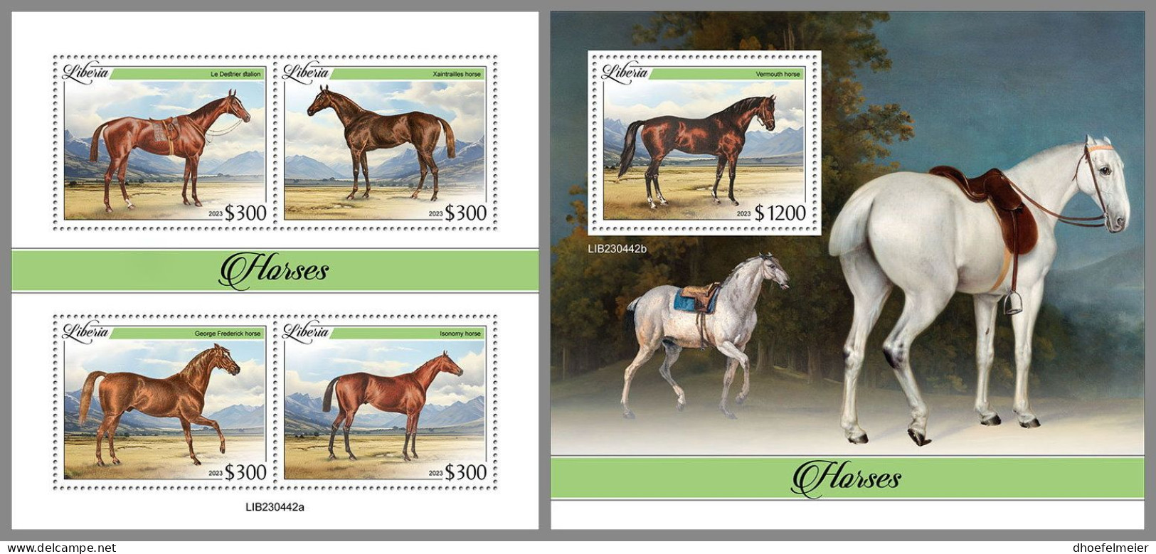 LIBERIA 2023 MNH Horses Pferde M/S+S/S – OFFICIAL ISSUE – DHQ2413 - Sonstige & Ohne Zuordnung