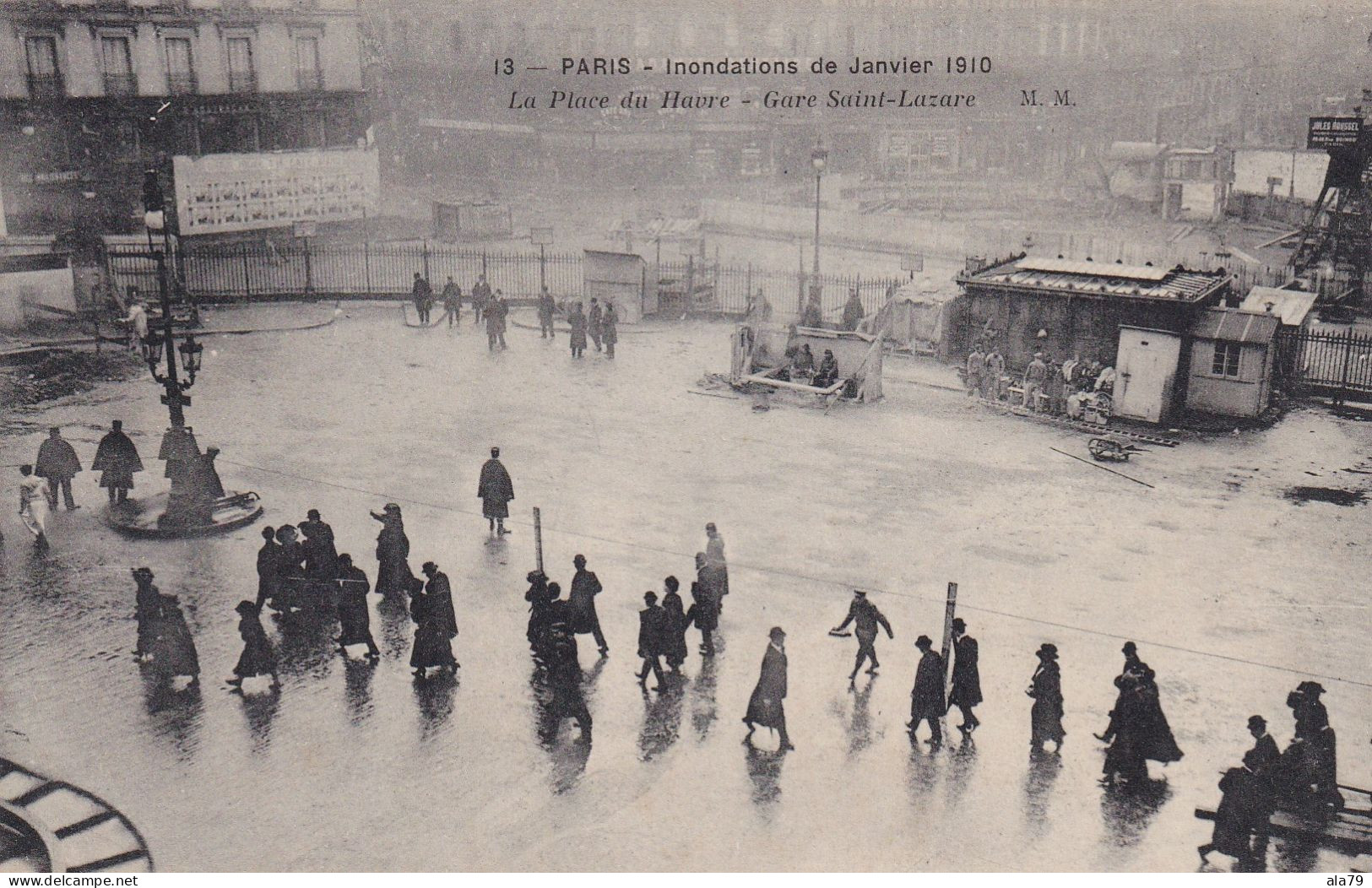 Paris  La Place Du Havre Gare Saint Lazare - La Crecida Del Sena De 1910