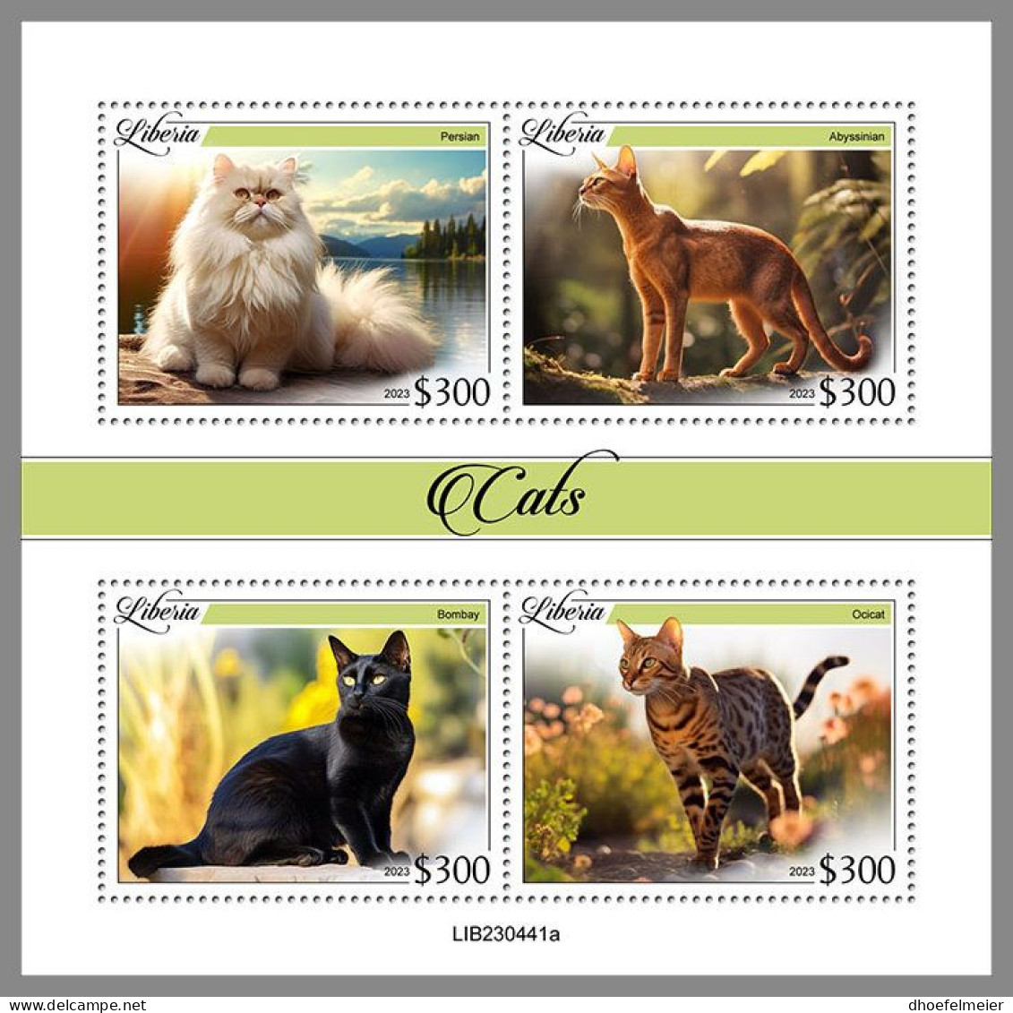 LIBERIA 2023 MNH Cats Katzen M/S – OFFICIAL ISSUE – DHQ2413 - Chats Domestiques