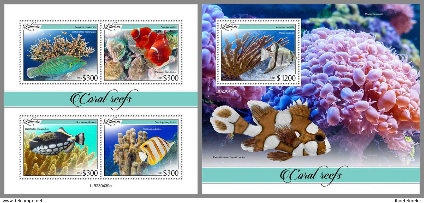 LIBERIA 2023 MNH Coral Reefs Korallenriffe M/S+S/S – OFFICIAL ISSUE – DHQ2413 - Osterholz-Schambeck