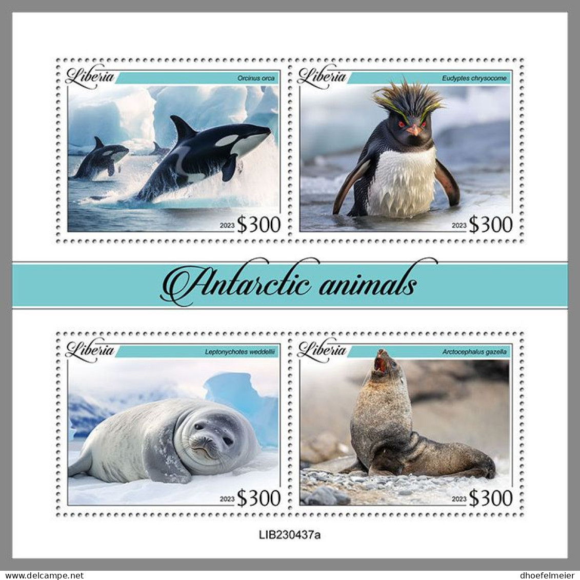 LIBERIA 2023 MNH Antarctic Animals Antarktische Tiere M/S – OFFICIAL ISSUE – DHQ2413 - Antarctische Fauna