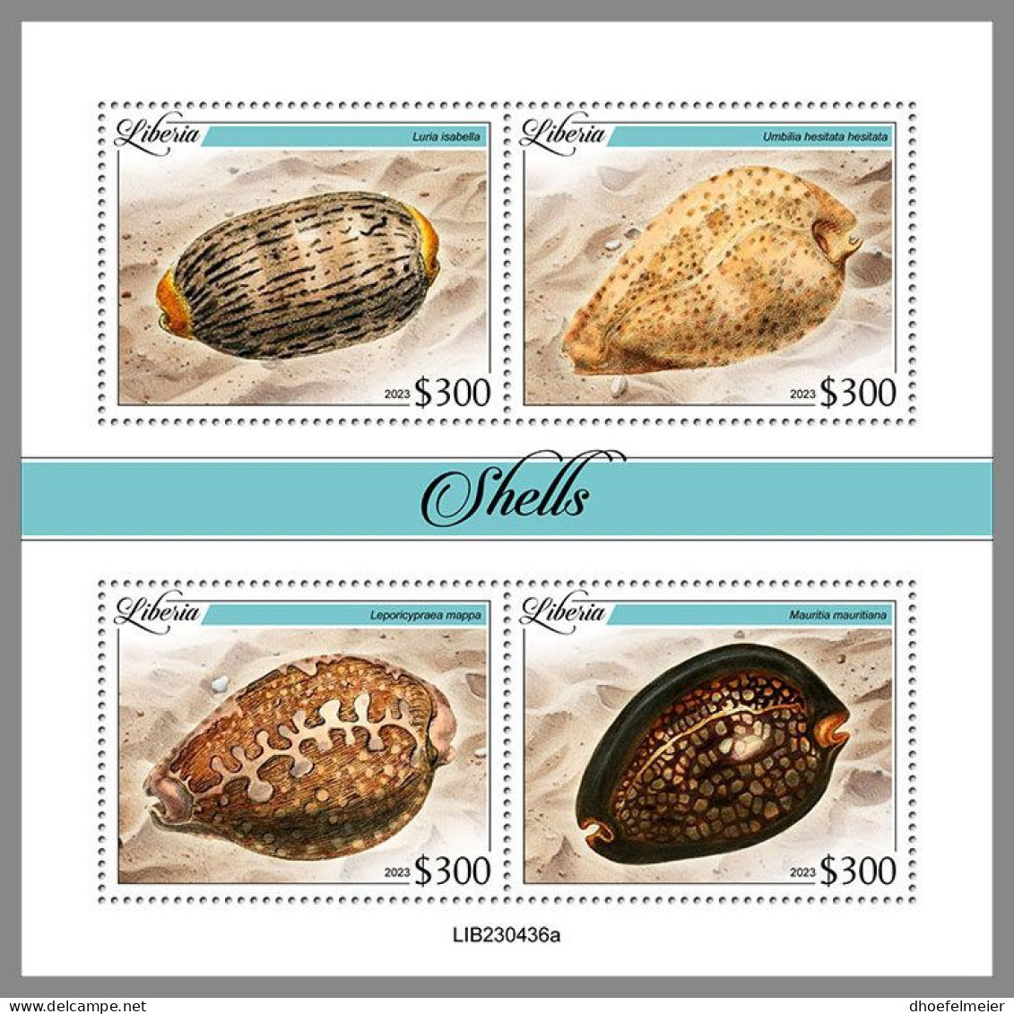 LIBERIA 2023 MNH Shells Muscheln M/S – OFFICIAL ISSUE – DHQ2413 - Conchas