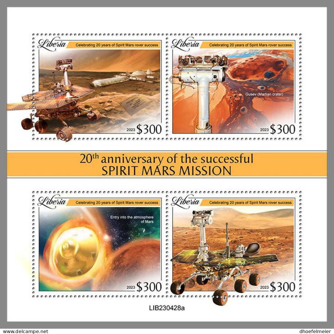 LIBERIA 2023 MNH NASA Spirit Rover Raumfahrt M/S – OFFICIAL ISSUE – DHQ2413 - Africa