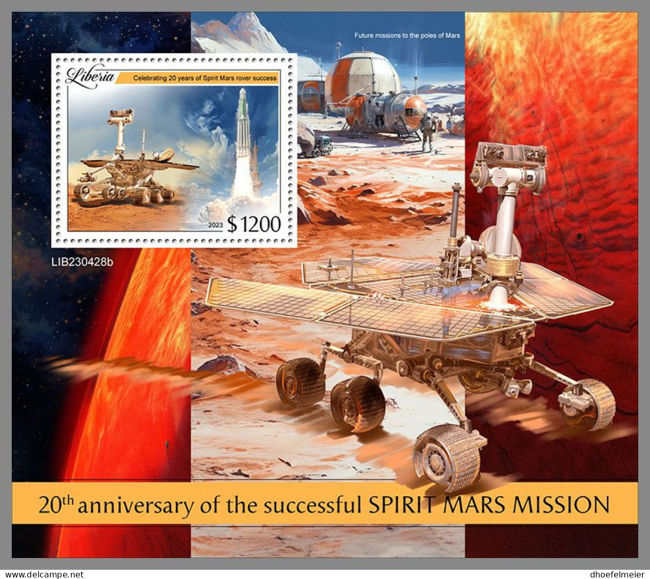 LIBERIA 2023 MNH NASA Spirit Rover Raumfahrt S/S – OFFICIAL ISSUE – DHQ2413 - Afrika