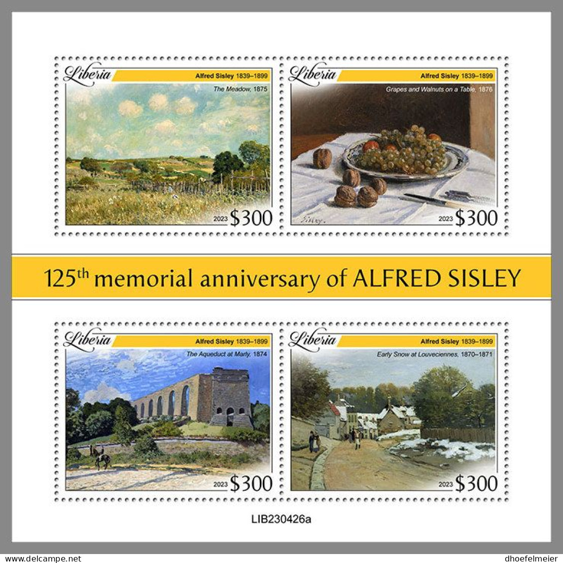 LIBERIA 2023 MNH Alfred Sisley Paintings Gemälde M/S – OFFICIAL ISSUE – DHQ2413 - Autres & Non Classés