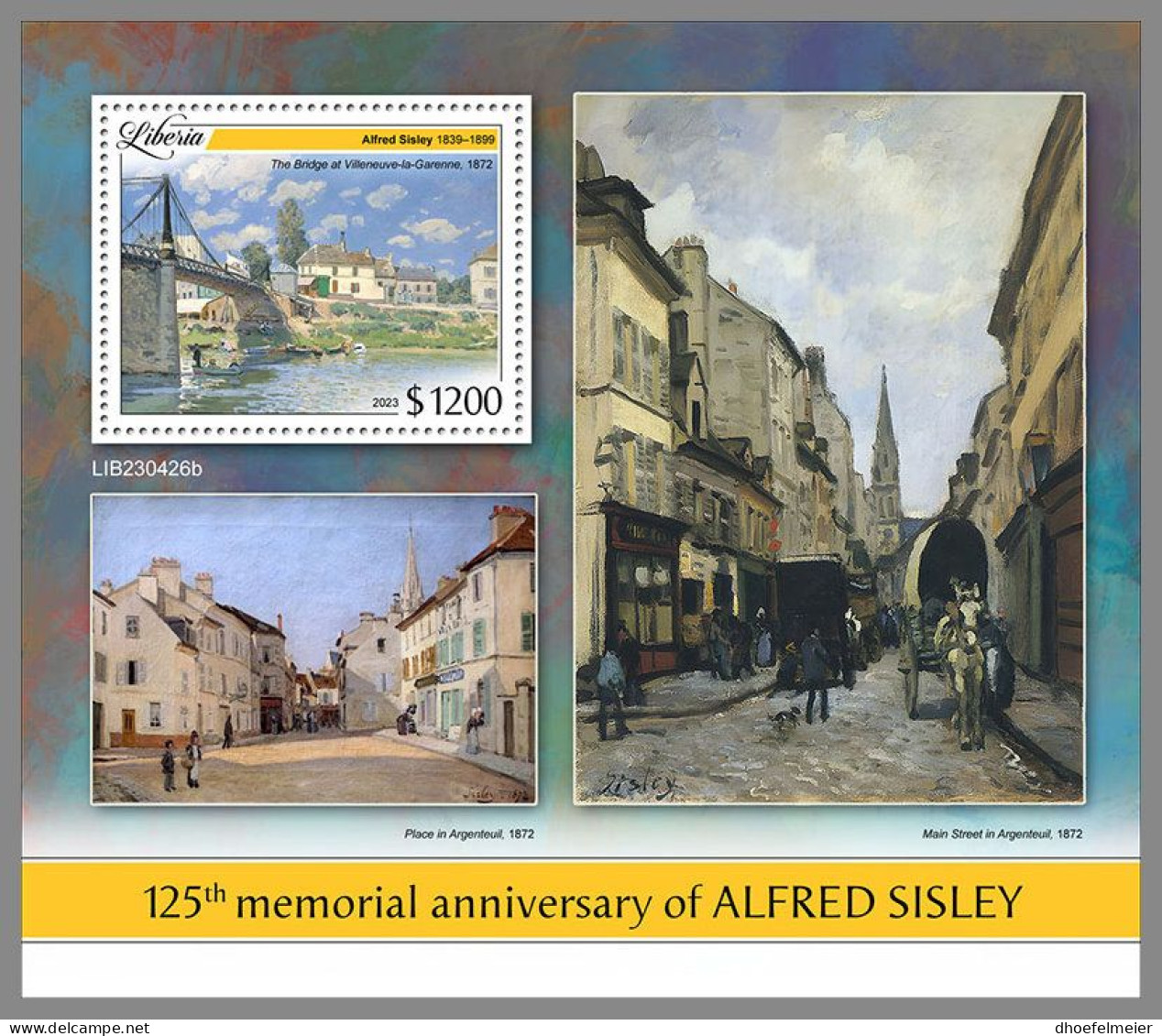 LIBERIA 2023 MNH Alfred Sisley Paintings Gemälde S/S – OFFICIAL ISSUE – DHQ2413 - Autres & Non Classés