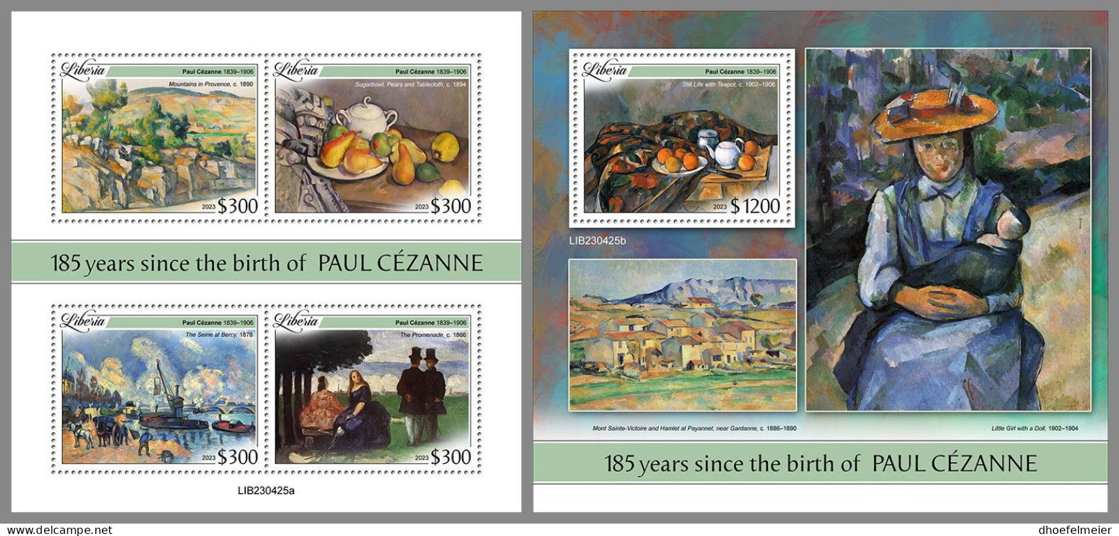 LIBERIA 2023 MNH Paul Cezanne Paintings Gemälde M/S+S/S – OFFICIAL ISSUE – DHQ2413 - Autres & Non Classés