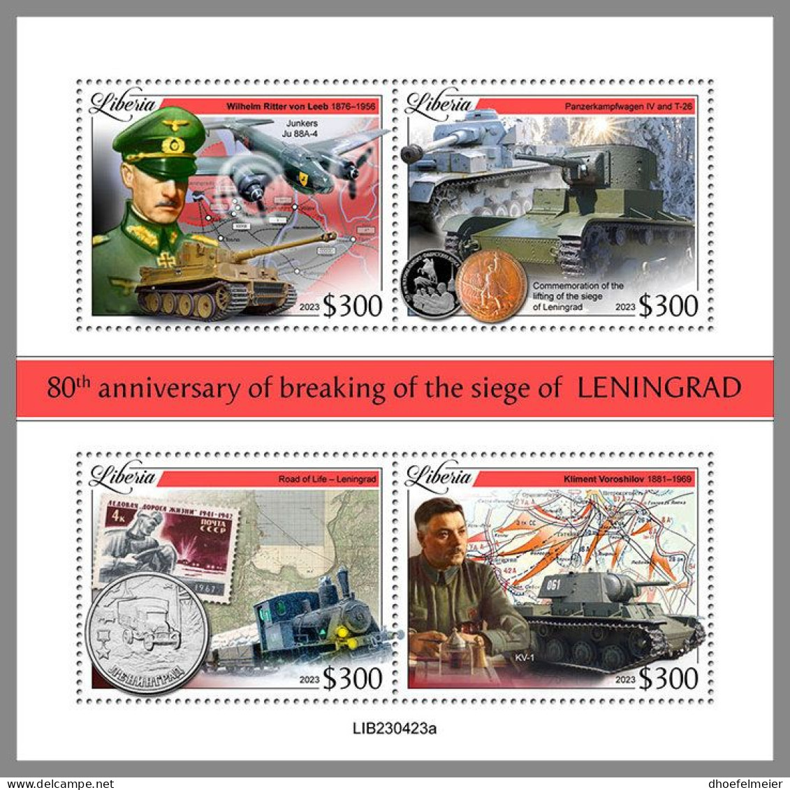 LIBERIA 2023 MNH WWII Siege Of Leningrad M/S – OFFICIAL ISSUE – DHQ2413 - Guerre Mondiale (Seconde)