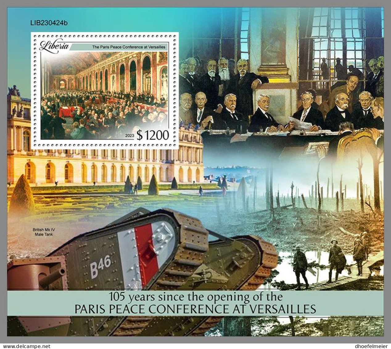 LIBERIA 2023 MNH WWI Peace Conference Of Versailles S/S – OFFICIAL ISSUE – DHQ2413 - WW1 (I Guerra Mundial)