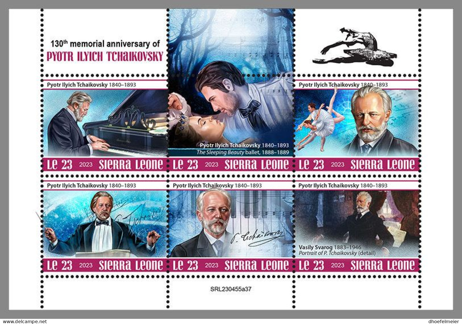 SIERRA LEONE 2023 MNH Pyotr Ilyich Tchaikovsky Music M/S – OFFICIAL ISSUE – DHQ2413 - Música