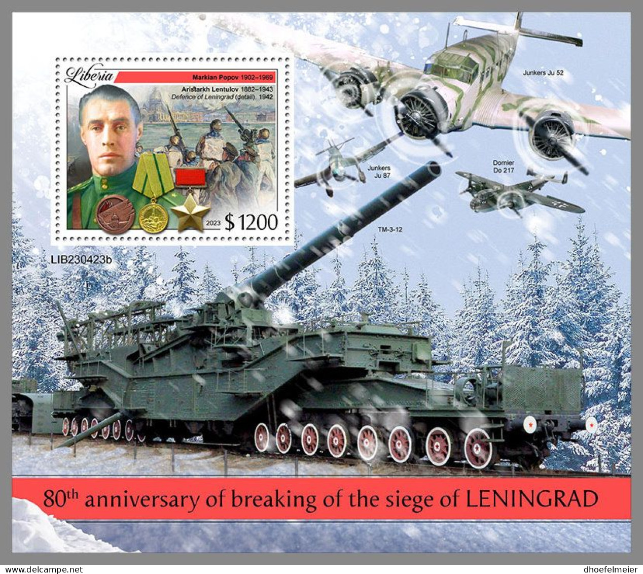 LIBERIA 2023 MNH WWII Siege Of Leningrad S/S – OFFICIAL ISSUE – DHQ2413 - Guerre Mondiale (Seconde)