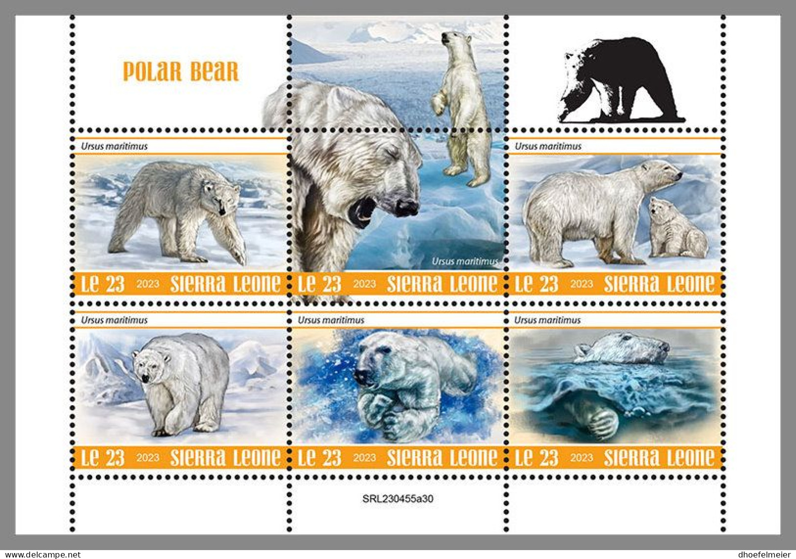 SIERRA LEONE 2023 MNH Polar Bears Eisbären Polarbären M/S – OFFICIAL ISSUE – DHQ2413 - Ours