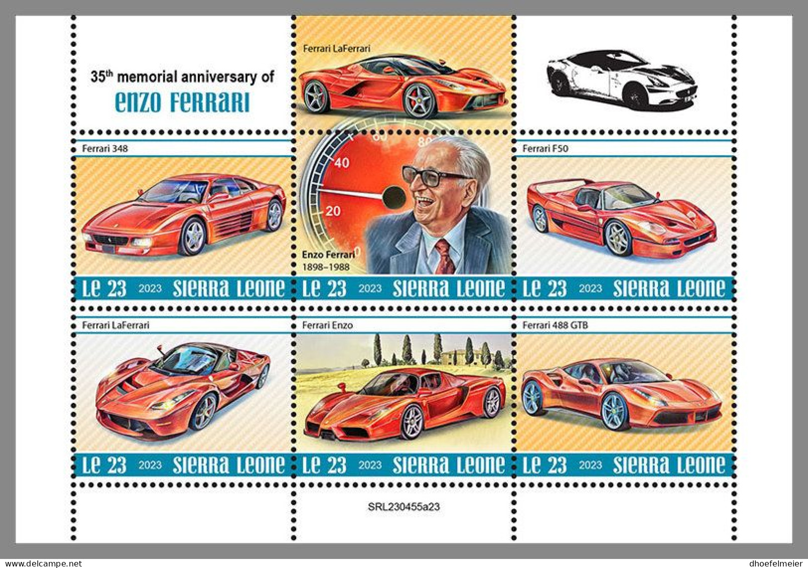 SIERRA LEONE 2023 MNH Enzo Ferrari Cars Autos M/S – OFFICIAL ISSUE – DHQ2413 - Coches