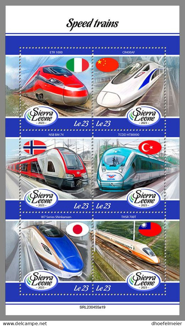 SIERRA LEONE 2023 MNH Speed Trains Eisenbahnen M/S – OFFICIAL ISSUE – DHQ2413 - Trains