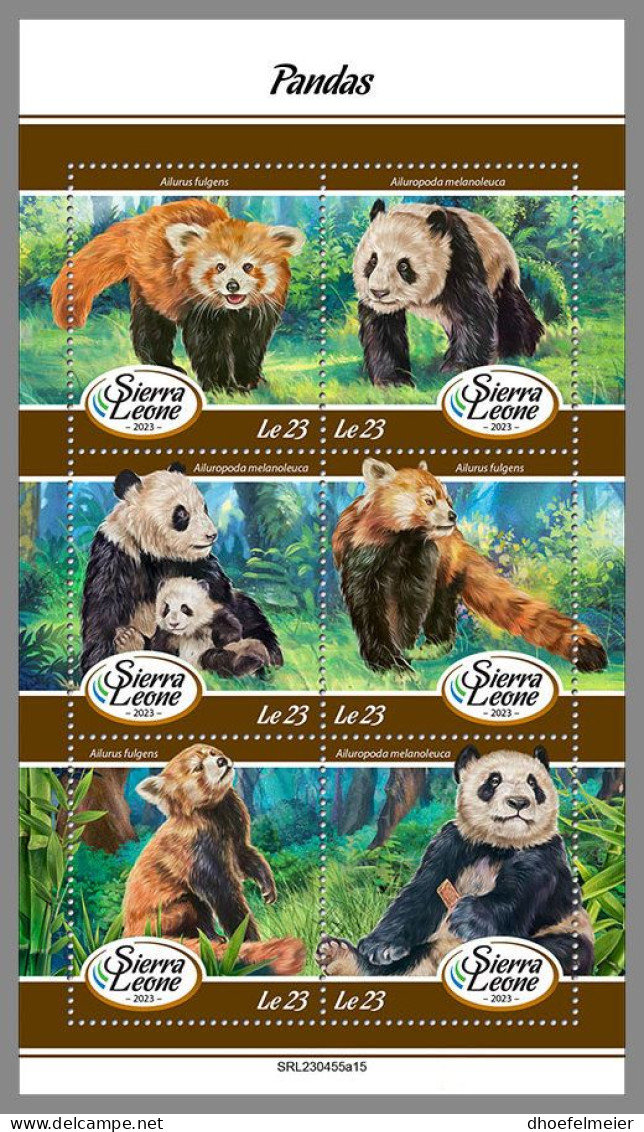 SIERRA LEONE 2023 MNH Pandas Bären M/S – OFFICIAL ISSUE – DHQ2413 - Orsi