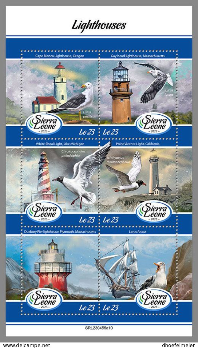 SIERRA LEONE 2023 MNH Lighthouses Leuchttürme M/S – OFFICIAL ISSUE – DHQ2413 - Faros