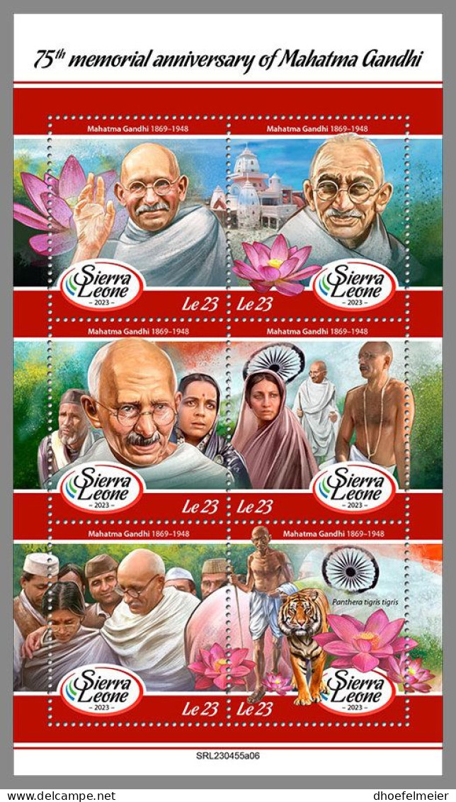 SIERRA LEONE 2023 MNH Mahatma Gandhi M/S – OFFICIAL ISSUE – DHQ2413 - Mahatma Gandhi