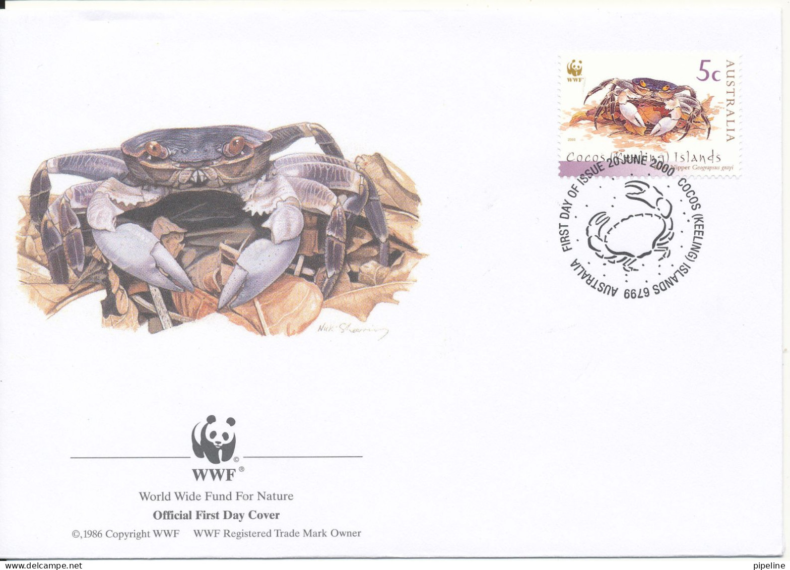 Australia (Cocos Keeling Islands) FDC WWF Cover 20-6-2000 With Crab And Panda On The Stamp - FDC