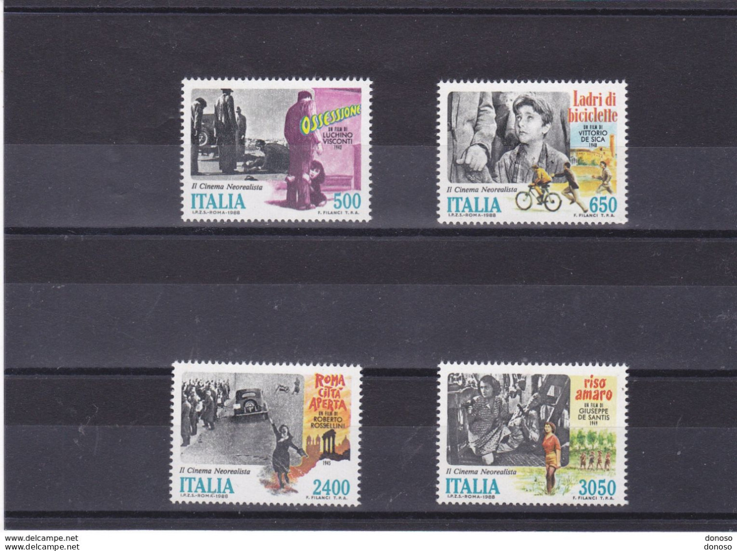 ITALIE 1988 CINEMA ITALIEN Yvert 1791-1794, Michel 2059-2062 NEUF** MNH Cote Yv: 20 Euros - 1981-90: Mint/hinged