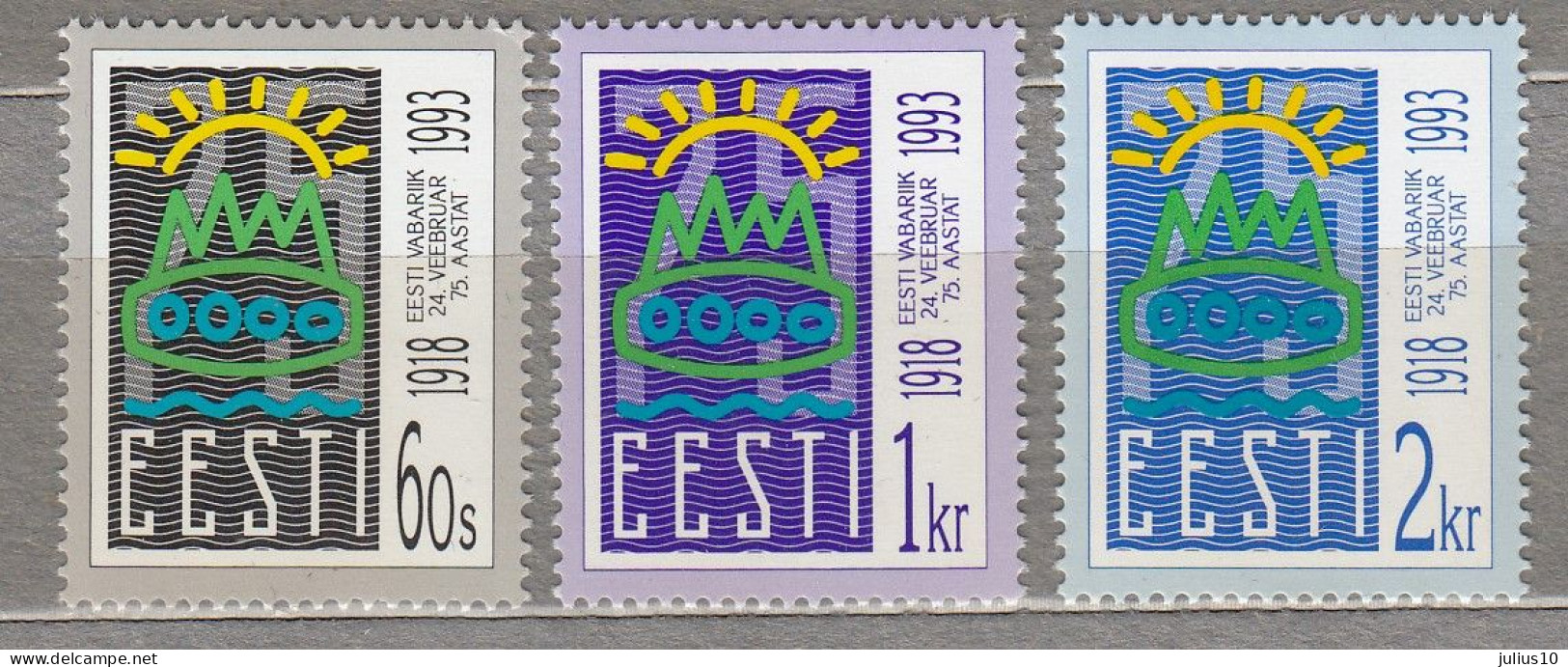 ESTONIA 1993 75th Anniversary MNH(**) Mi 200-202 # Est292 - Estland