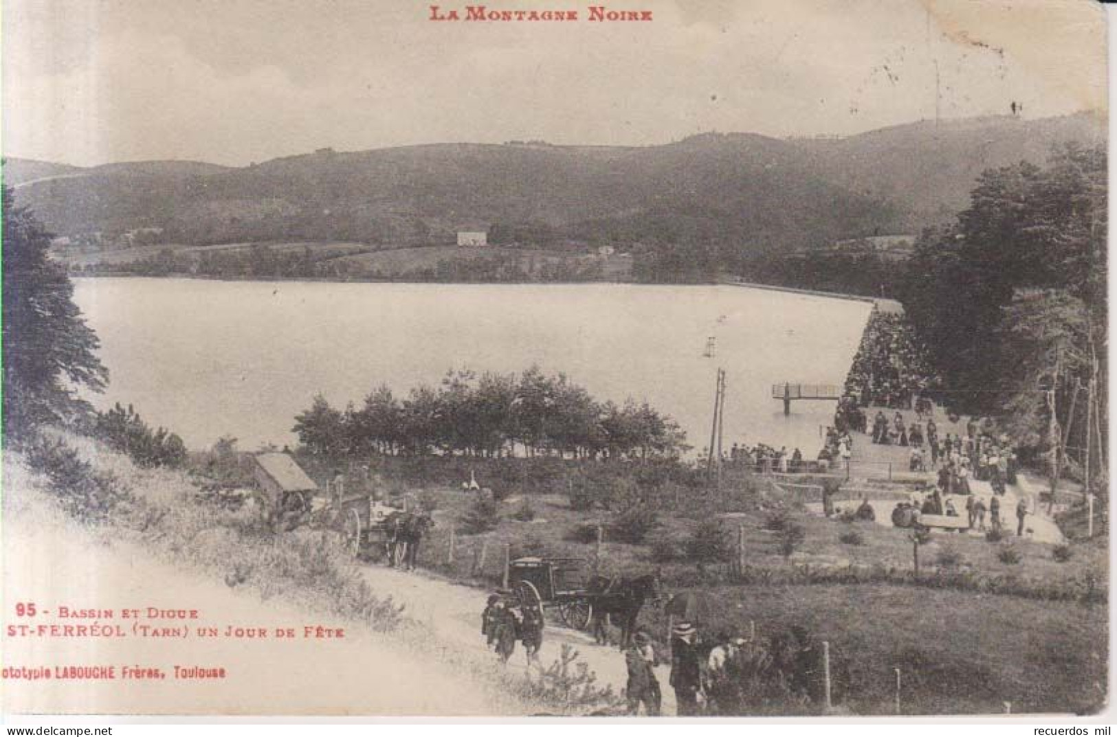 Bassin Et Digue De St Ferreol Un Jour De Fete   Carte Postale Animee 1916 - Saint Ferreol