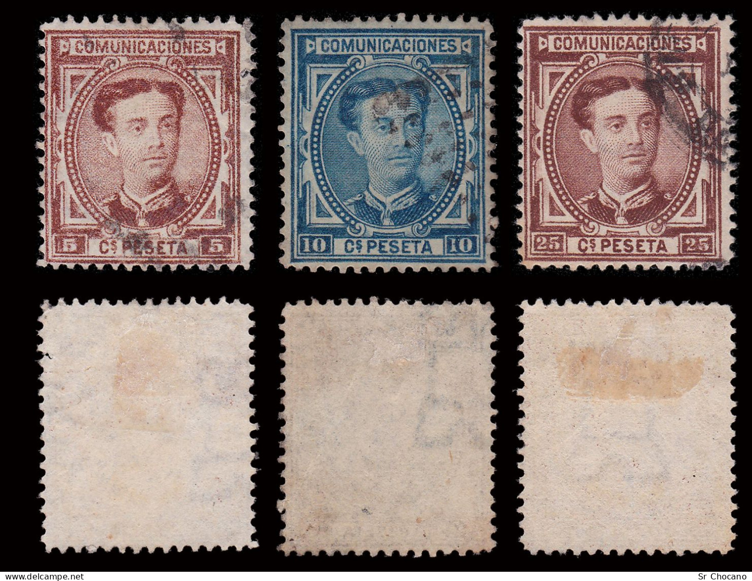 Sellos.España.1876 Corona Y Alfonso XII.7 Valores Matasello - Used Stamps