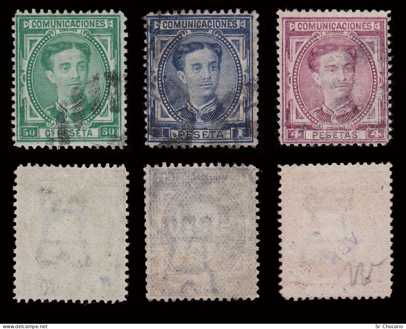 Sellos.España.1876 Corona Y Alfonso XII.7 Valores Matasello - Used Stamps