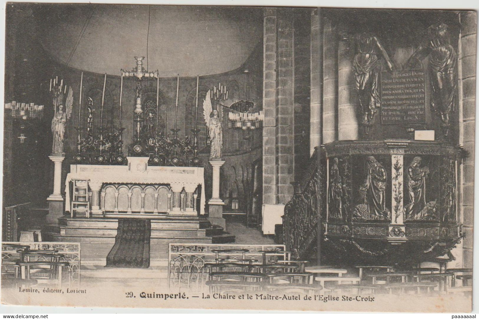 QUIMPERLE  LA CHAIRE ET LE MAITRE AUTEL DE L EGLISE SAINTE CROIX - Quimperlé