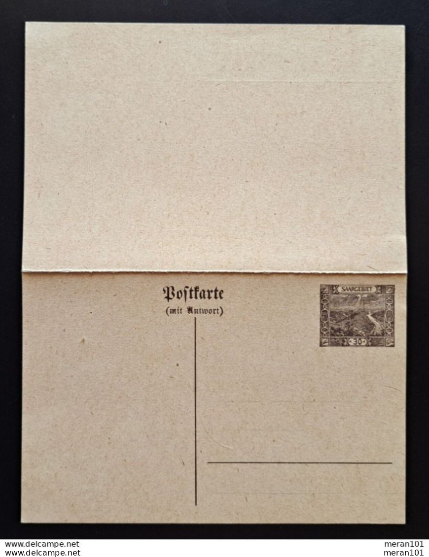 Saargebiet 1921, Postkarte P10 Doppelkarte Ungebraucht - Enteros Postales