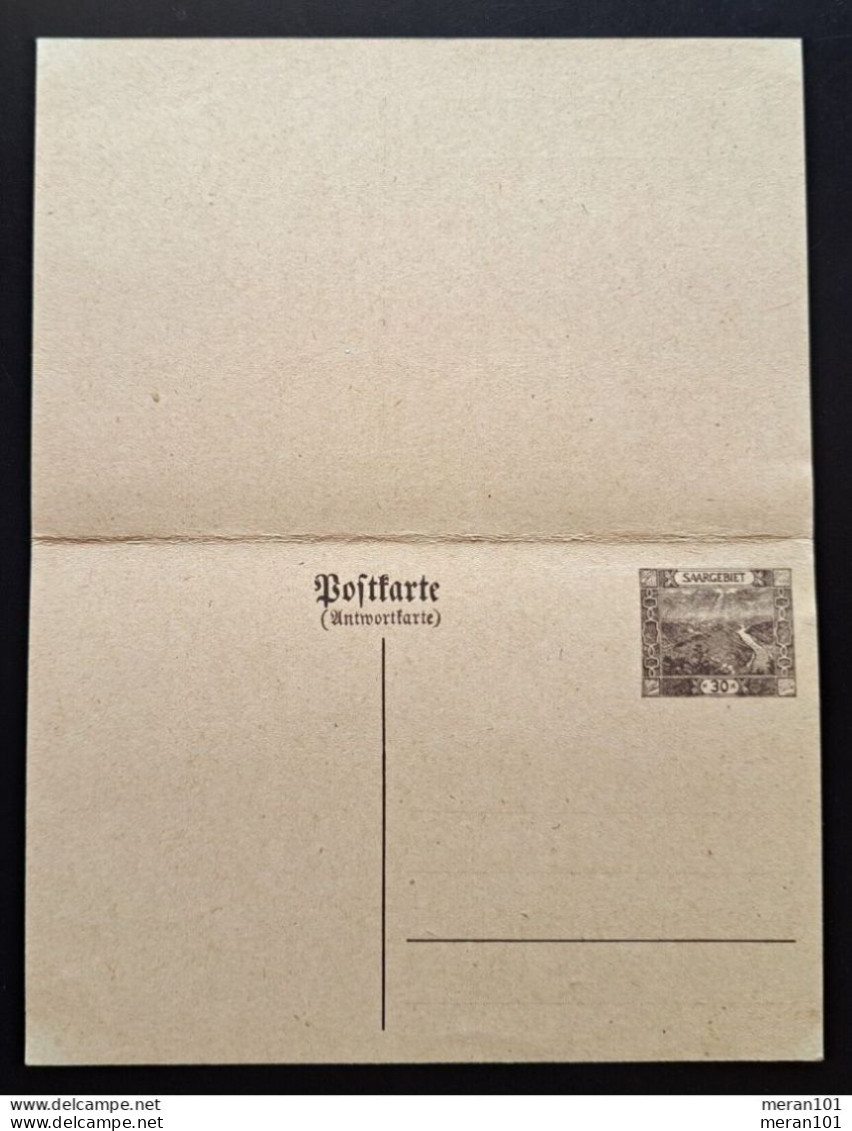 Saargebiet 1921, Postkarte P10 Doppelkarte Ungebraucht - Entiers Postaux
