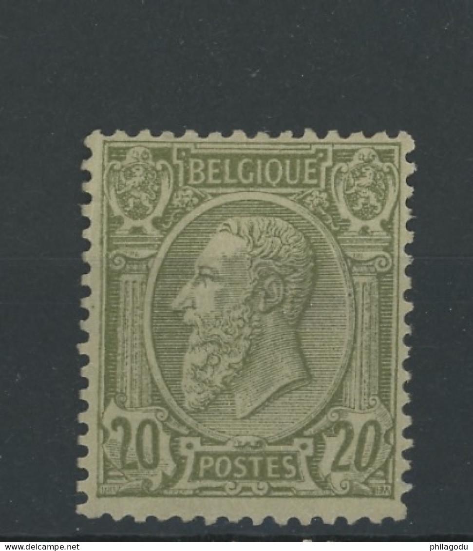 47 Neuf 20c  Joliment Regommé. .    Cote * 275-€. Nachgummiert - 1884-1891 Leopold II