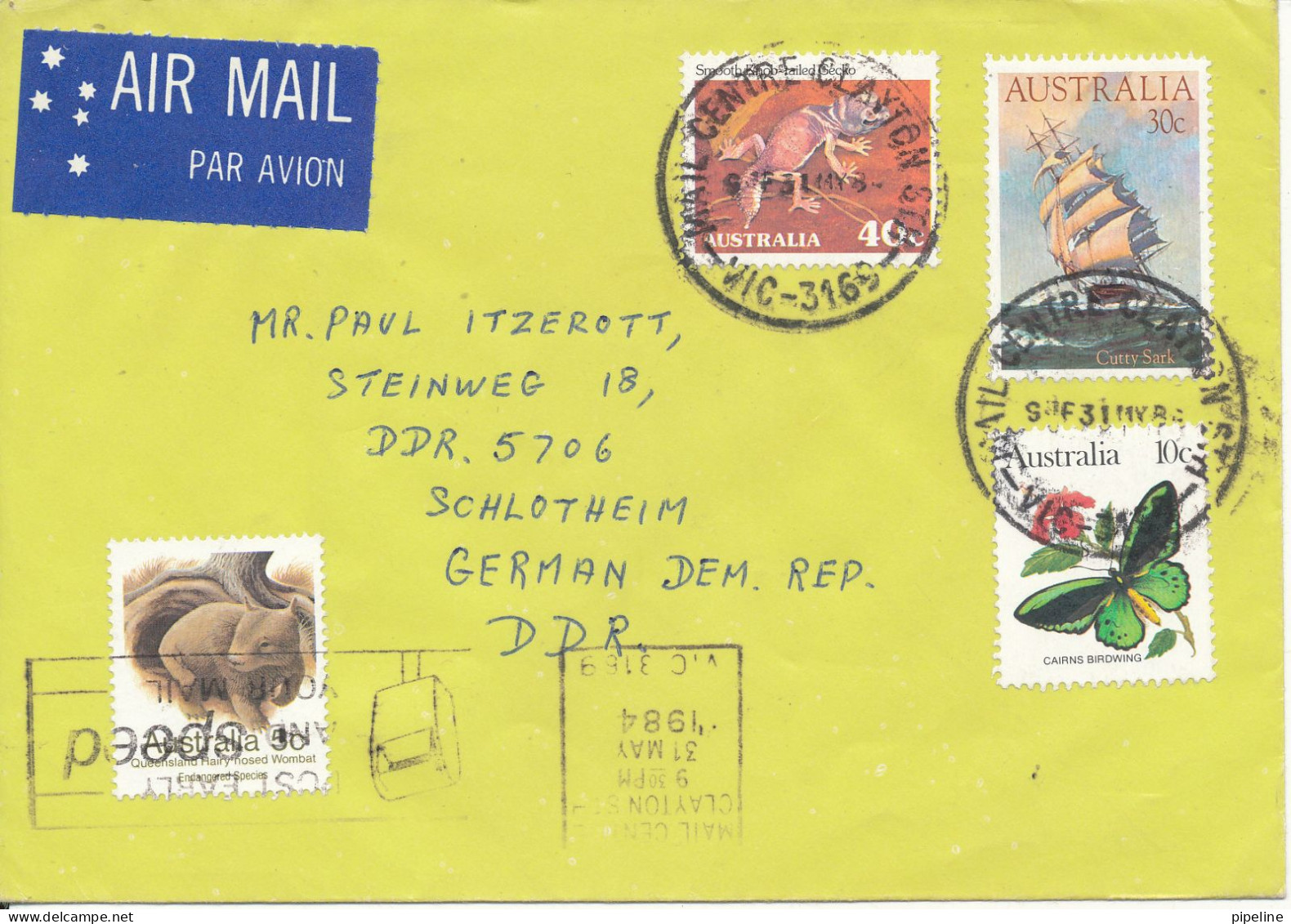 Australia Cover Sent Air Mail To Germany DDR 31-5-1984 Topic Stamps - Covers & Documents