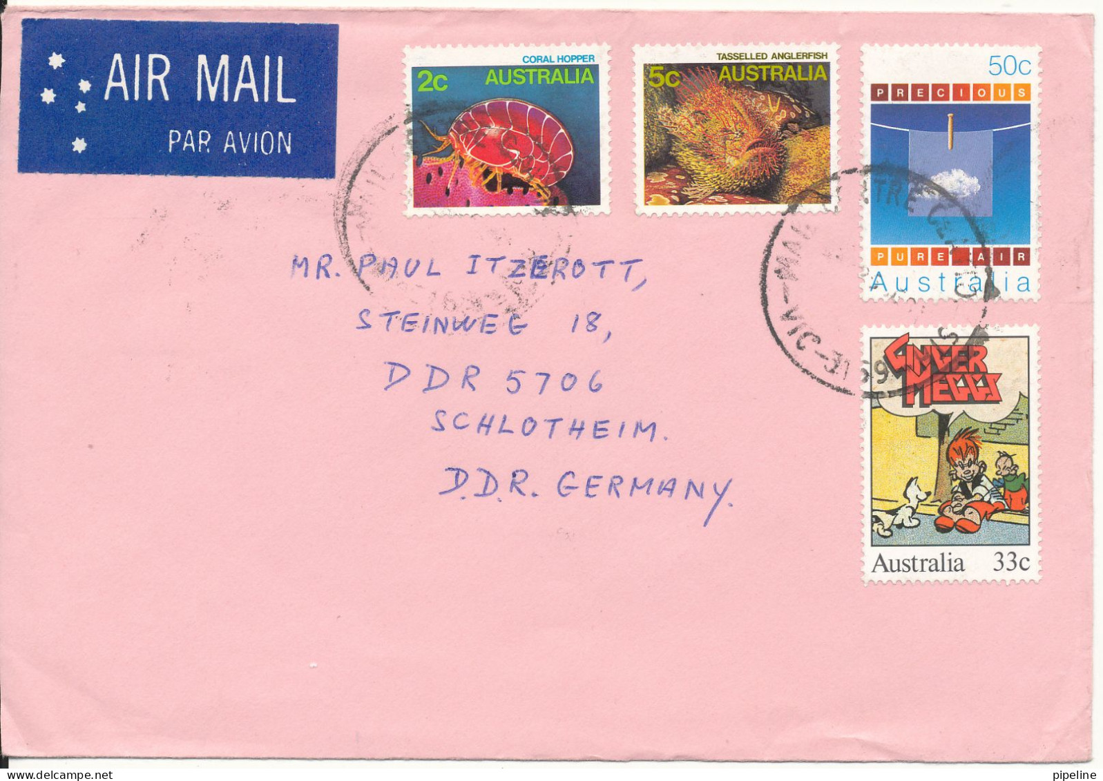Australia Cover Sent Air Mail To Germany DDR Topic Stamps - Briefe U. Dokumente