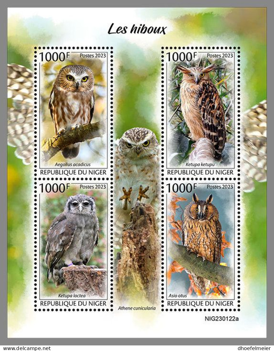 NIGER 2023 MNH Owls Eulen M/S – IMPERFORATED – DHQ2413 - Eulenvögel