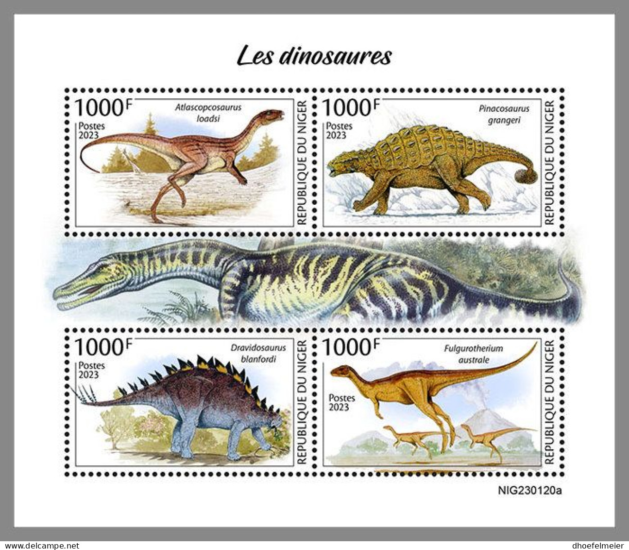NIGER 2023 MNH Dinosaurs Dinosaurier M/S – IMPERFORATED – DHQ2413 - Prehistorisch