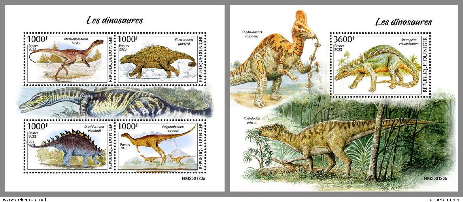 NIGER 2023 MNH Dinosaurs Dinosaurier M/S+S/S – IMPERFORATED – DHQ2413 - Prehistorics