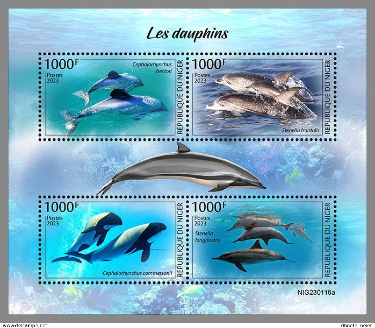 NIGER 2023 MNH Dolphins Delphine M/S – IMPERFORATED – DHQ2413 - Delfines