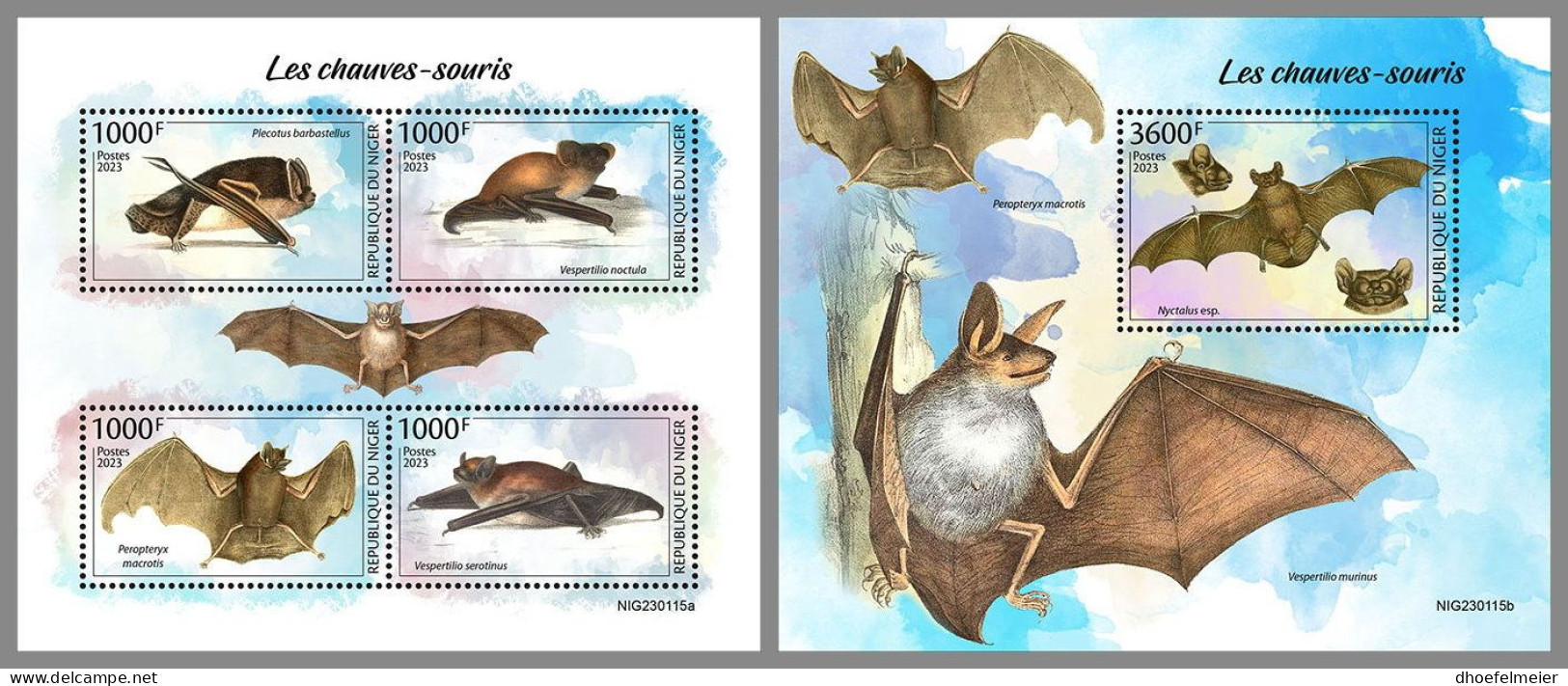 NIGER 2023 MNH Bats Fledermäuse M/S+S/S – IMPERFORATED – DHQ2413 - Fledermäuse