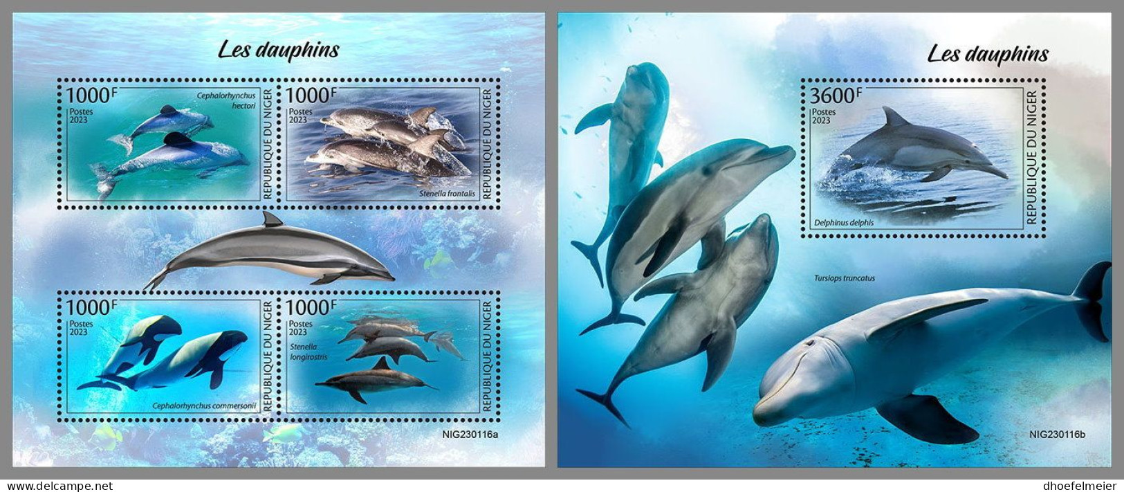 NIGER 2023 MNH Dolphins Delphine M/S+S/S – IMPERFORATED – DHQ2413 - Dolphins